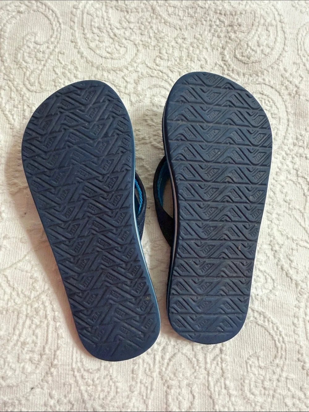 Reef Kids Print Flip Flops Size 2-3 (Big Kids) Blue Wave Design